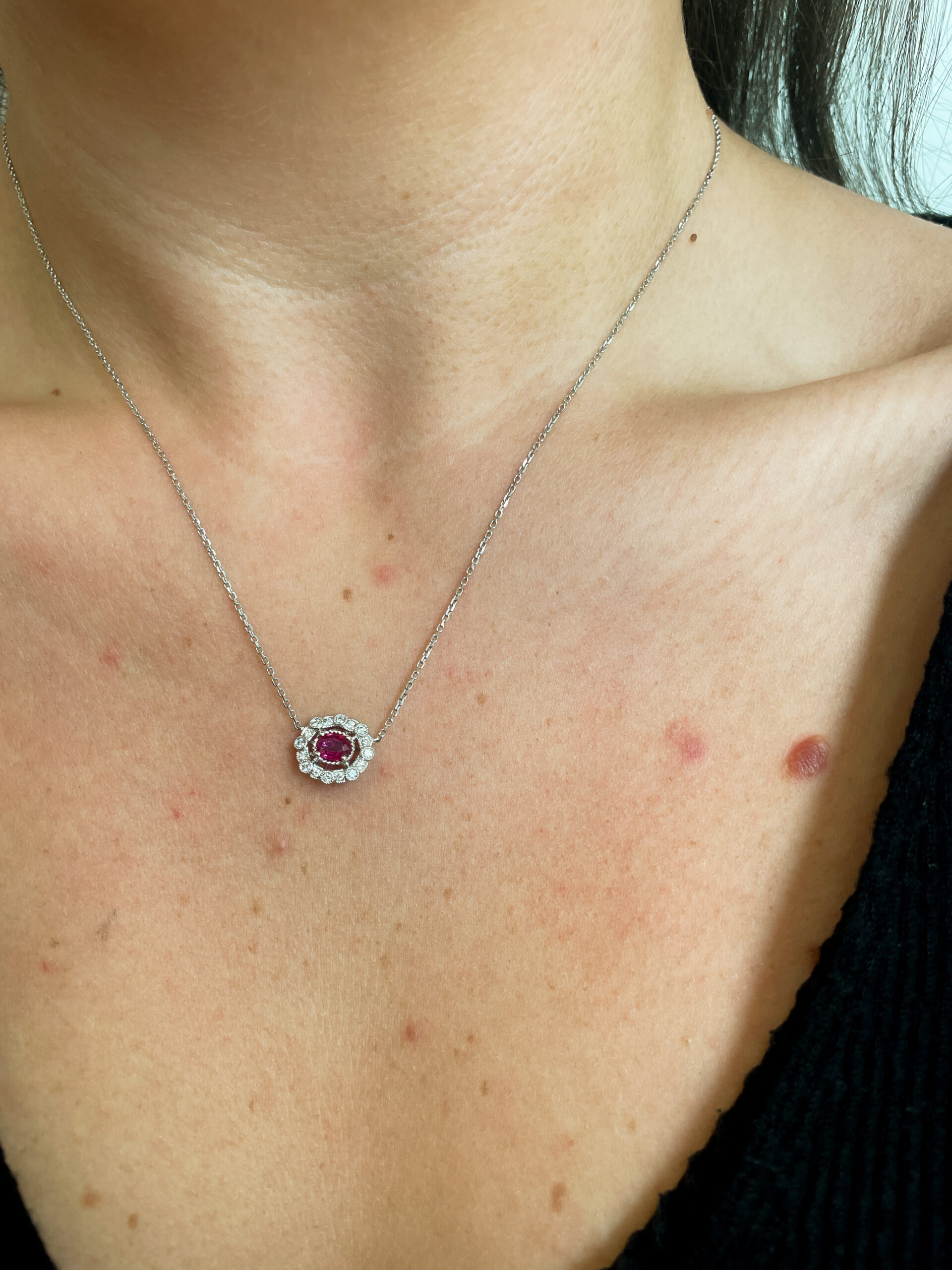 White Gold Ruby & Diamond Necklace