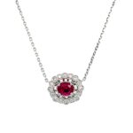 White Gold Ruby & Diamond Necklace
