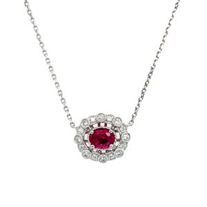 White Gold Ruby & Diamond Necklace