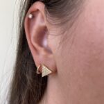Yellow Gold Pavé Diamond Triangle Stud Earrings