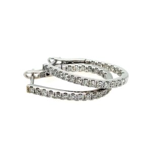 White Gold Diamond In-and-Out Hoop Earrings