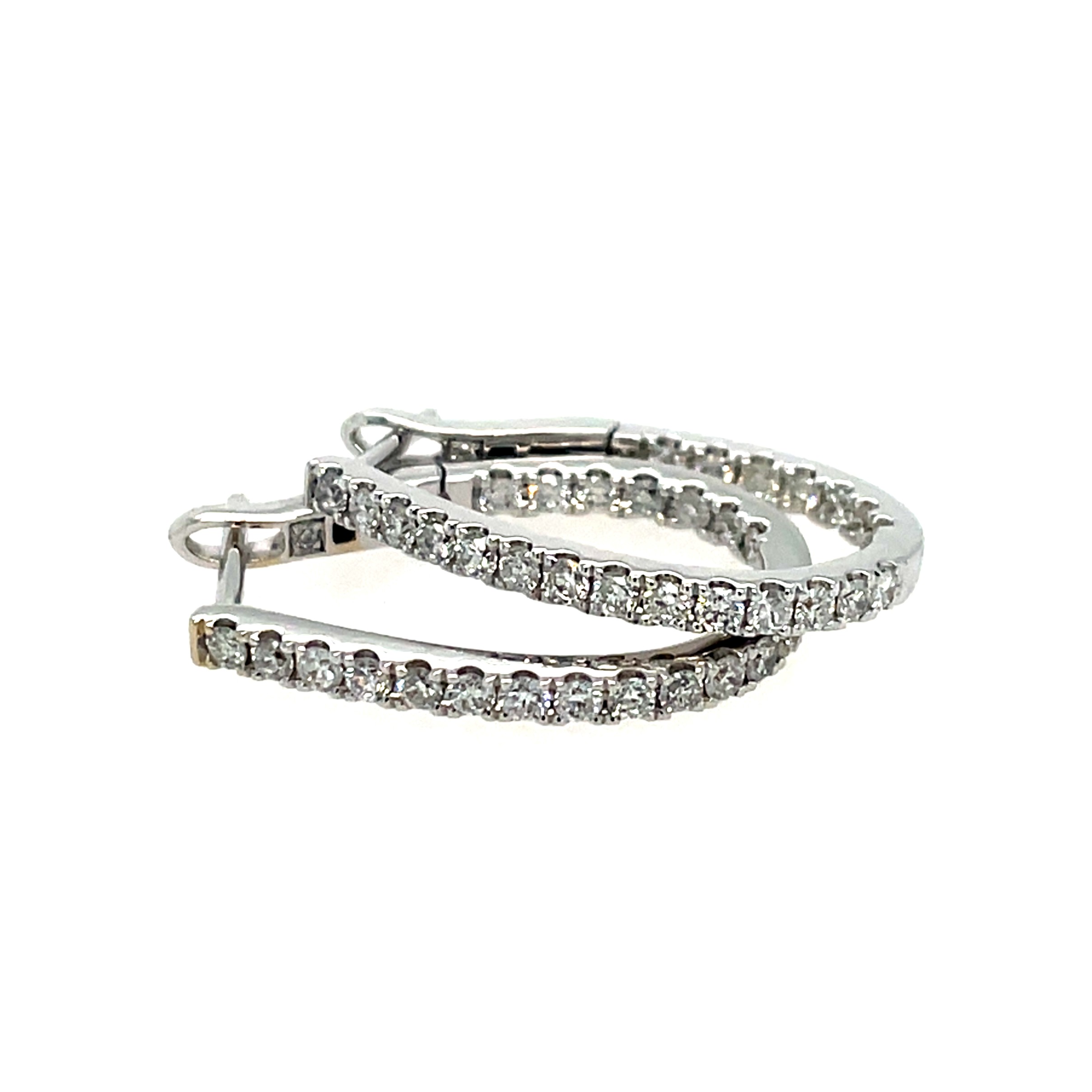 White Gold Diamond In-and-Out Hoop Earrings
