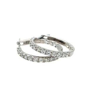 White Gold Diamond In-and-Out Hoop Earrings