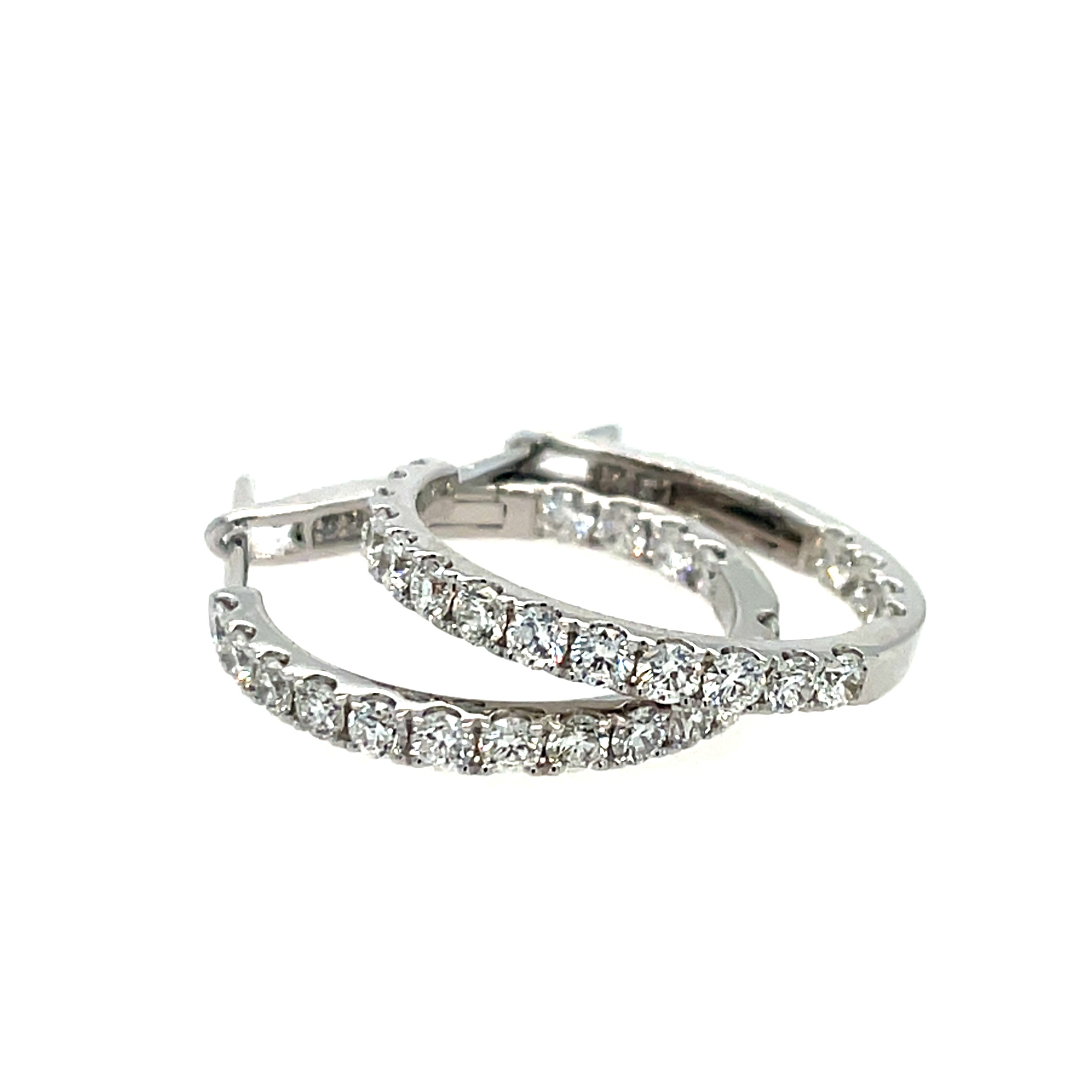 White Gold Diamond In-and-Out Hoop Earrings