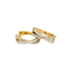 Yellow Gold Crisscross Diamond Hoop Earrings