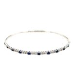 White Gold Sapphire & Diamond Flex Bangle