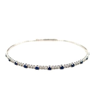White Gold Sapphire & Diamond Flex Bangle