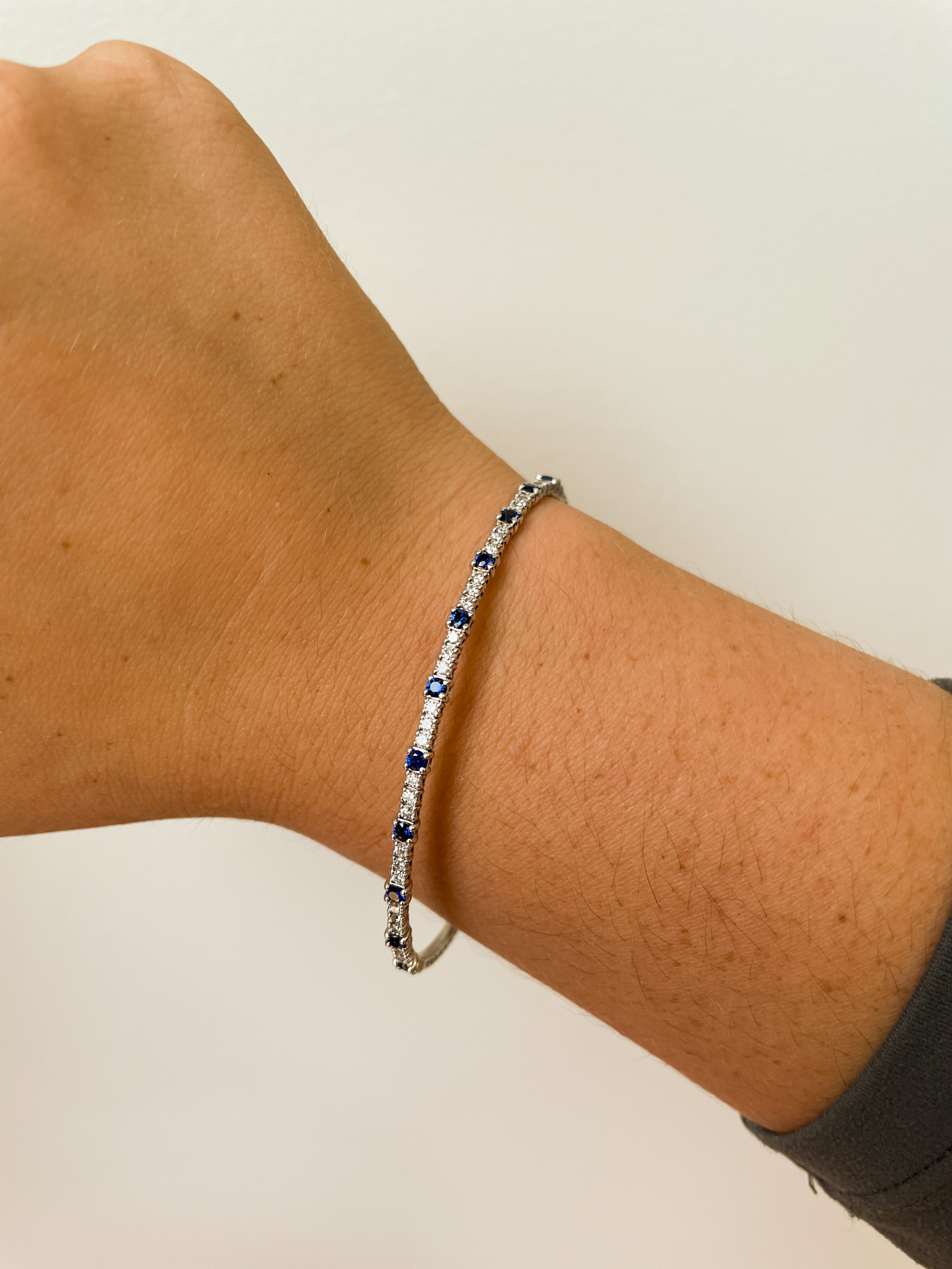 White Gold Sapphire & Diamond Flex Bangle