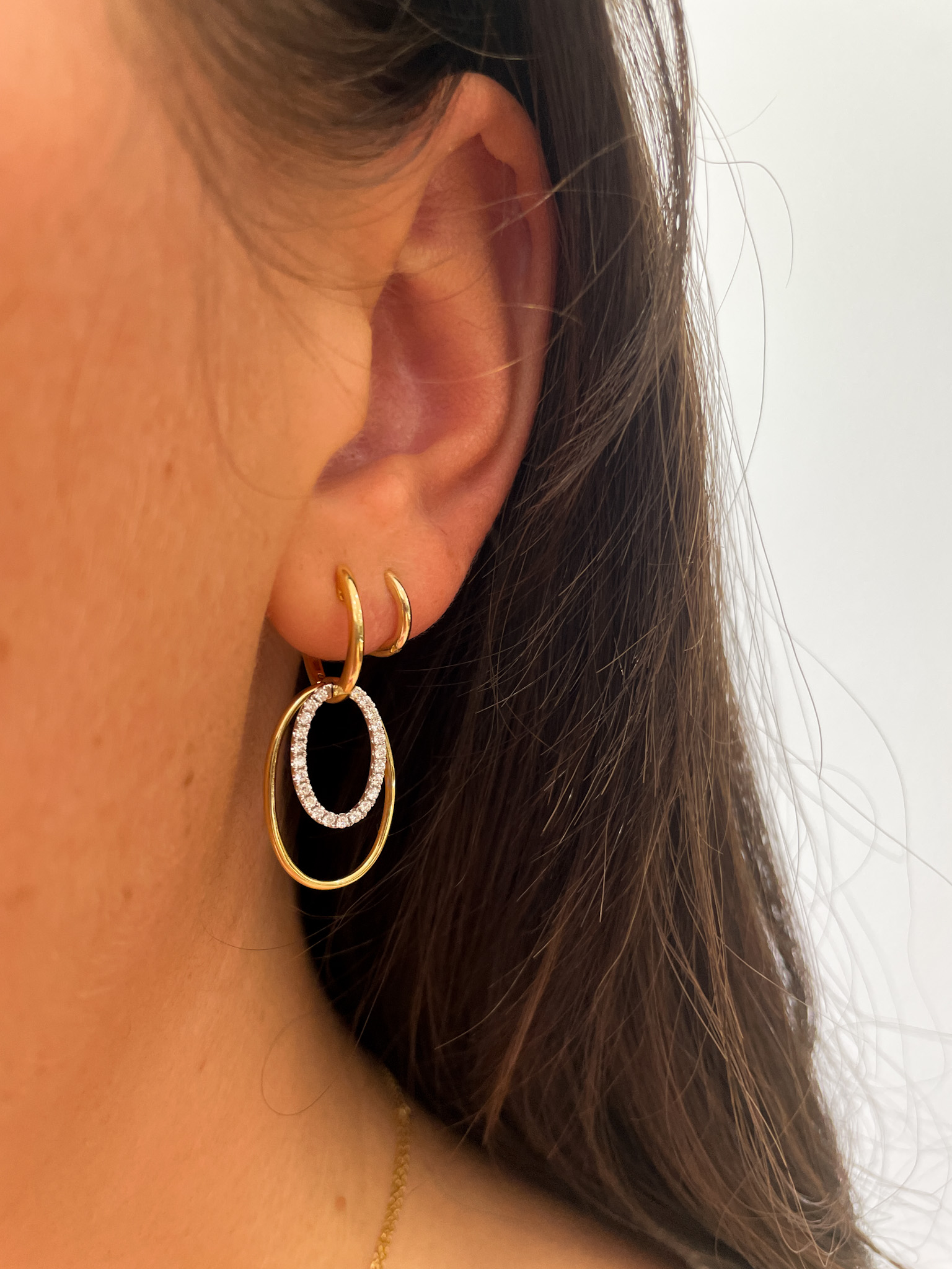 White & Yellow Gold Diamond Drop Earrings