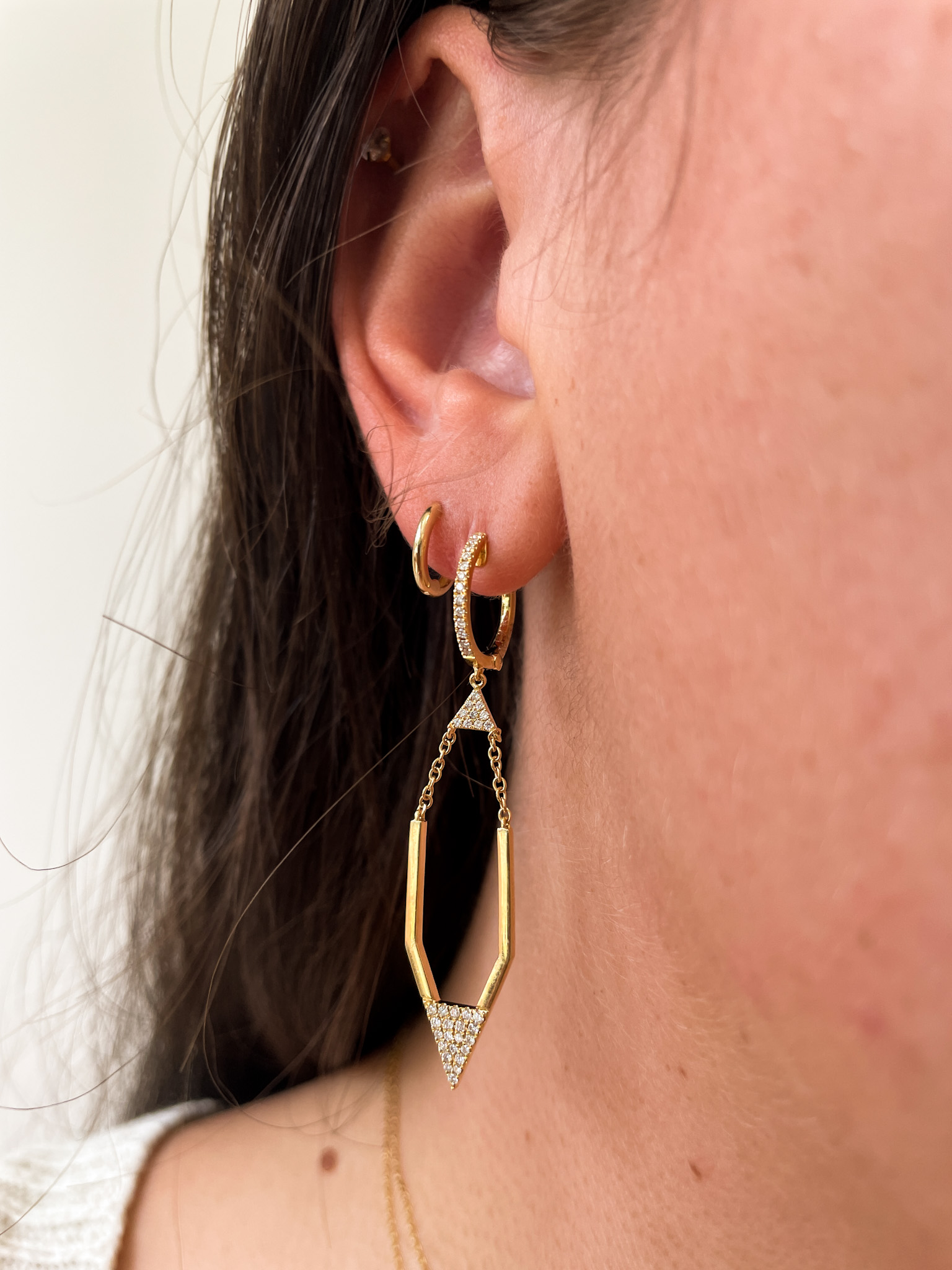 Yellow Gold Diamond Drop Earrings