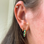 Yellow Gold Emerald & Diamond Hoop Earrings