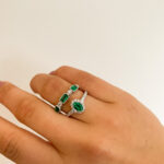 White Gold Emerald Ring with Diamonds