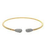 White & Yellow Gold Flex Bangle Bracelet with Diamonds