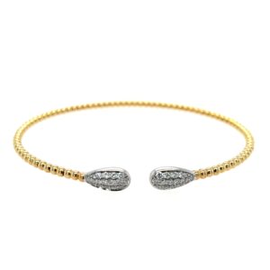 White & Yellow Gold Flex Bangle Bracelet with Diamonds