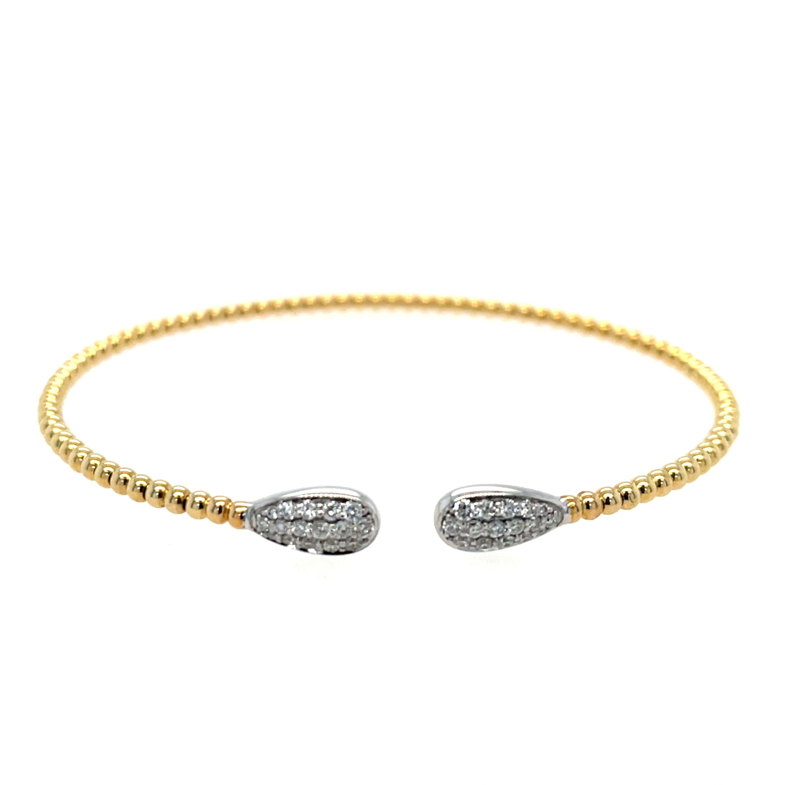 White & Yellow Gold Flex Bangle Bracelet with Diamonds