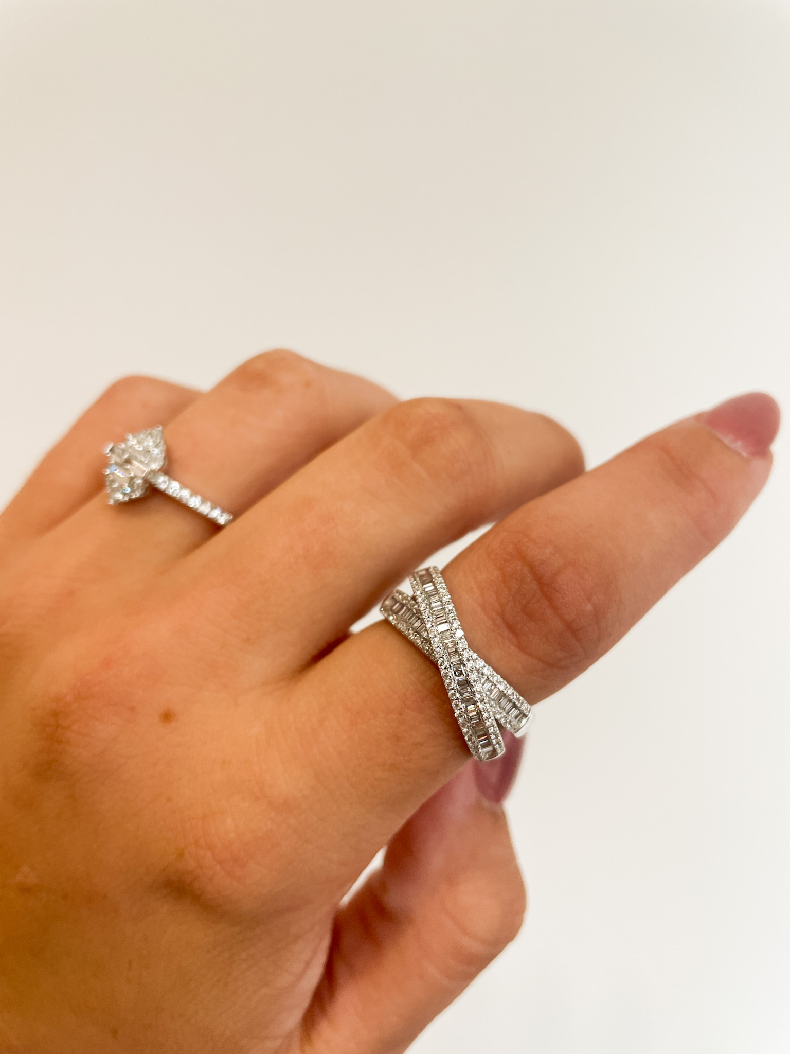 White Gold Crisscross Diamond Band