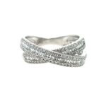 White Gold Crisscross Diamond Band