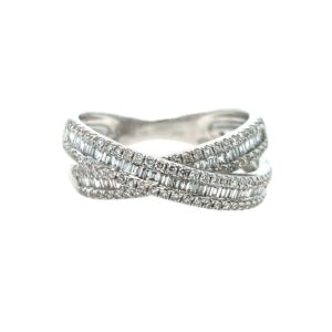White Gold Crisscross Diamond Band