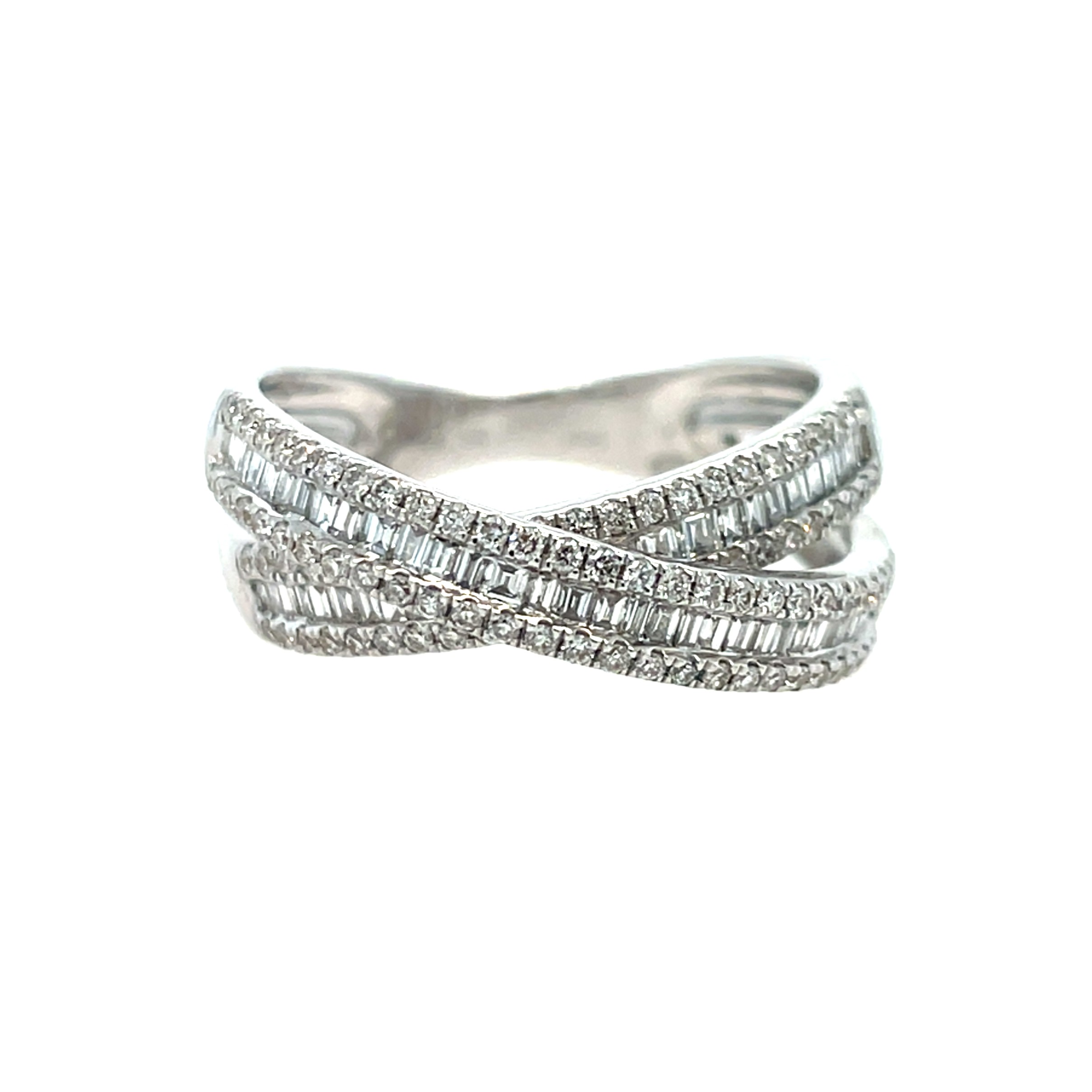 White Gold Crisscross Diamond Band