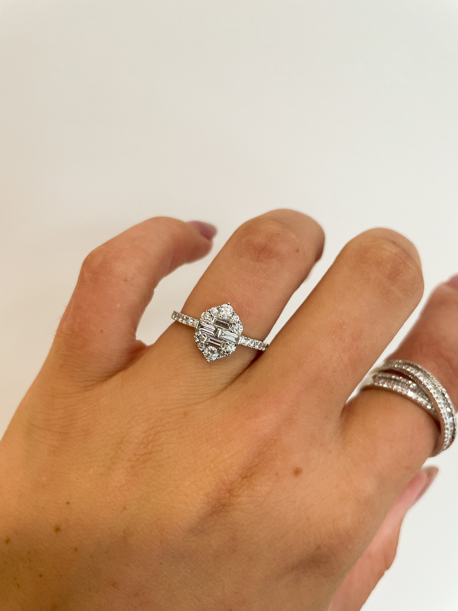White Gold Crisscross Diamond Band