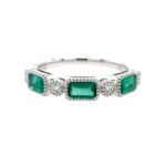White Gold Emerald and Diamond Band