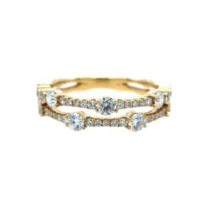 Yellow Gold Double Band with Diamonds