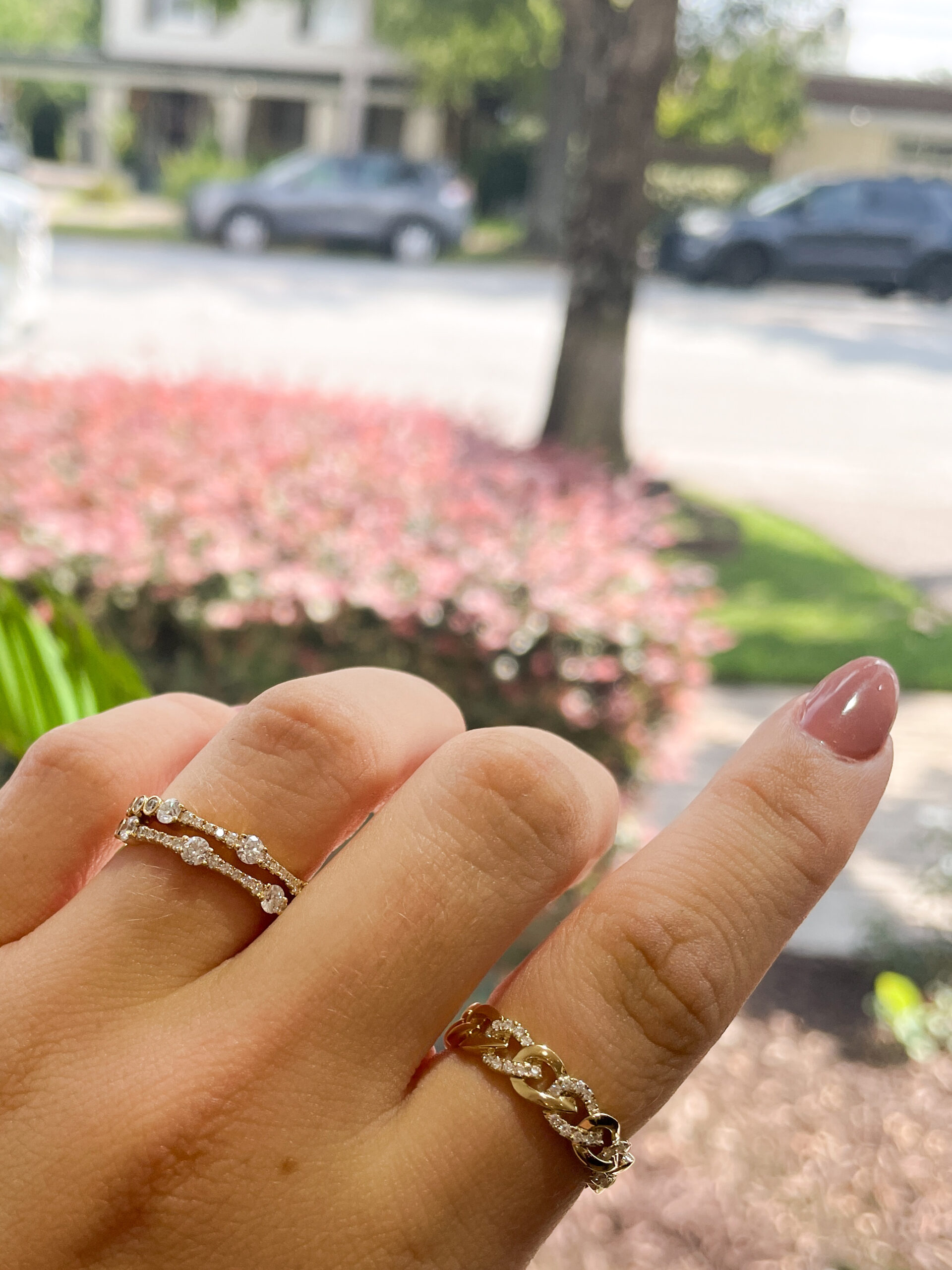 Yellow Gold Double Band with Diamonds