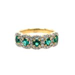 Yellow Gold Emerald and Diamond Ring