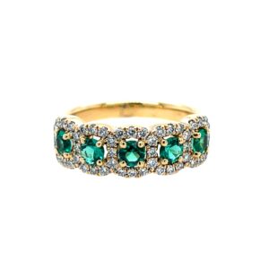 Yellow Gold Emerald and Diamond Ring
