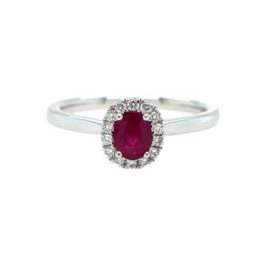 White Gold Ruby & Diamond Ring