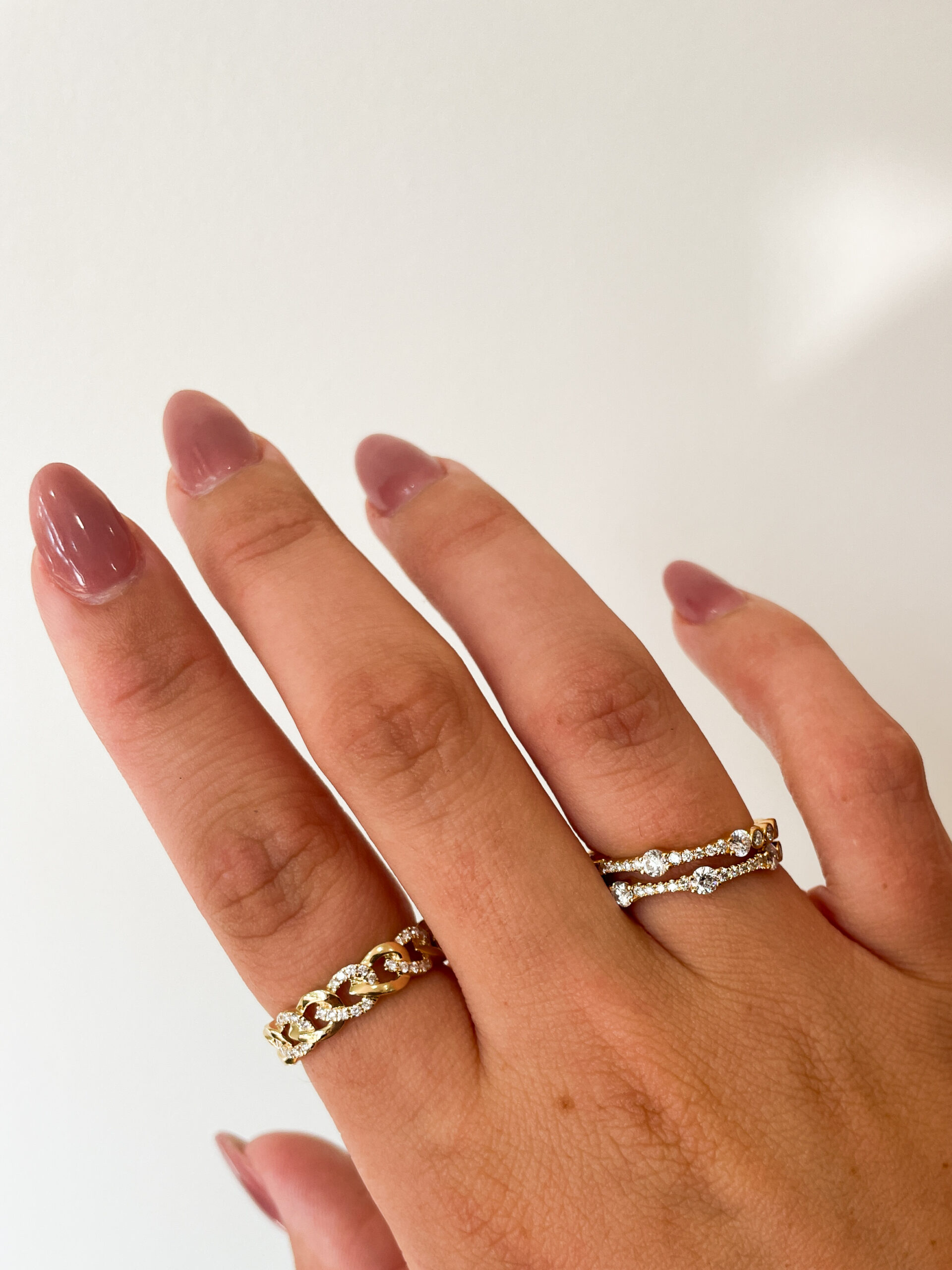Yellow Gold Double Band with Diamonds