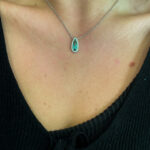 White Gold Pear-Shaped Mint Green Tourmaline & Diamond Necklace