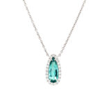 White Gold Pear-Shaped Mint Green Tourmaline & Diamond Necklace