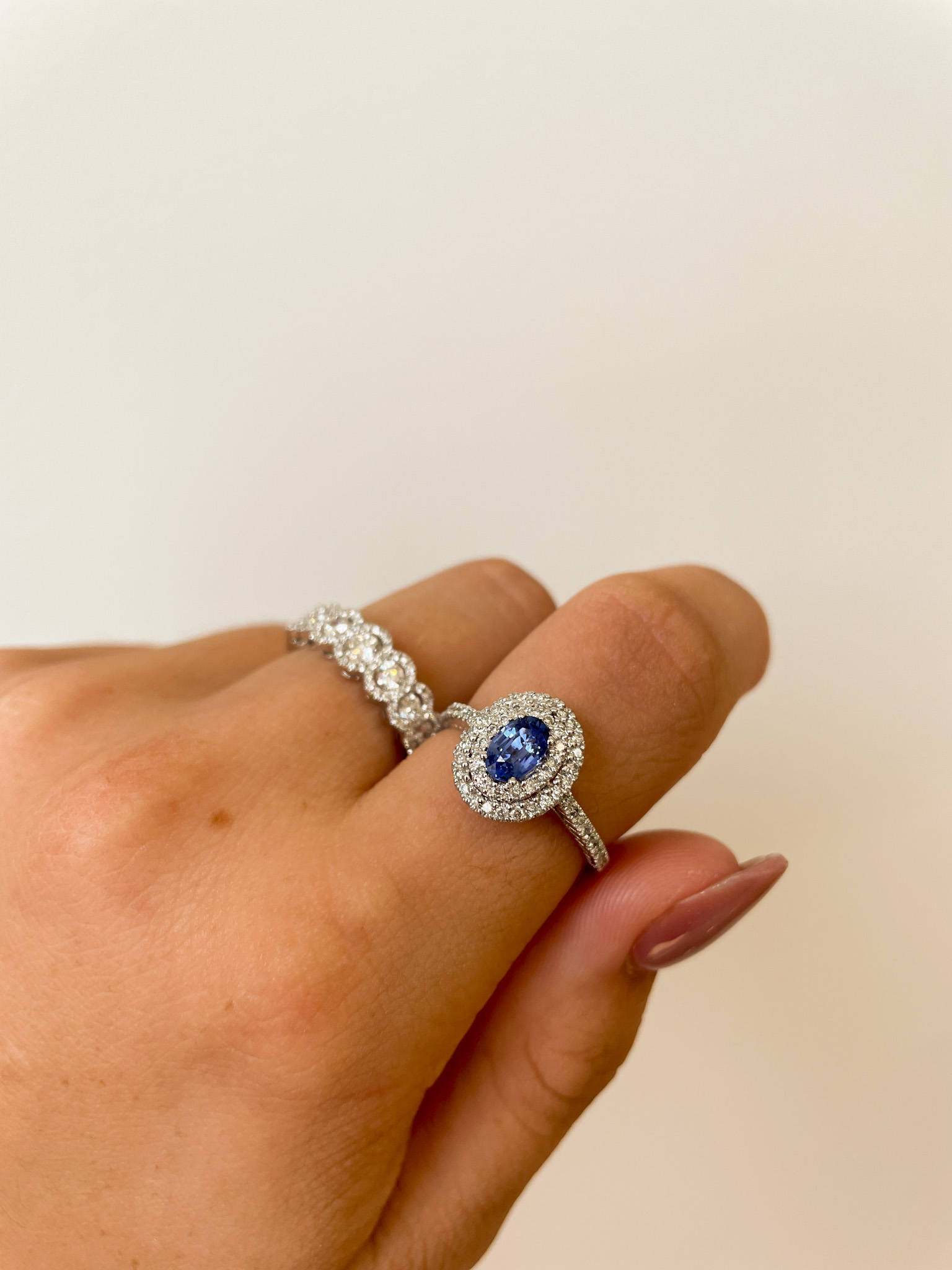 White Gold Sapphire Ring with Diamonds