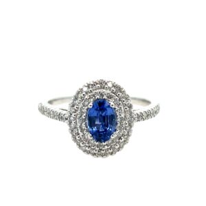 White Gold Sapphire Ring with Diamonds