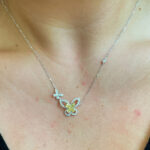 White & Yellow Gold Diamond Butterfly Necklace