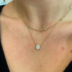 Yellow Gold Emerald & Diamond Station Necklace