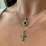 White Gold Emerald and Diamond Necklace