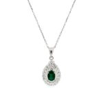 White Gold Emerald and Diamond Necklace