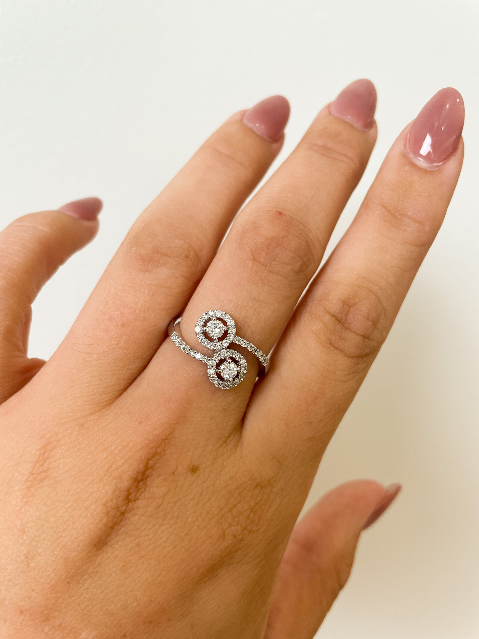 White Gold Diamond Bypass Ring