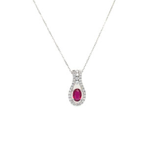 White Gold Ruby and Diamond Necklace