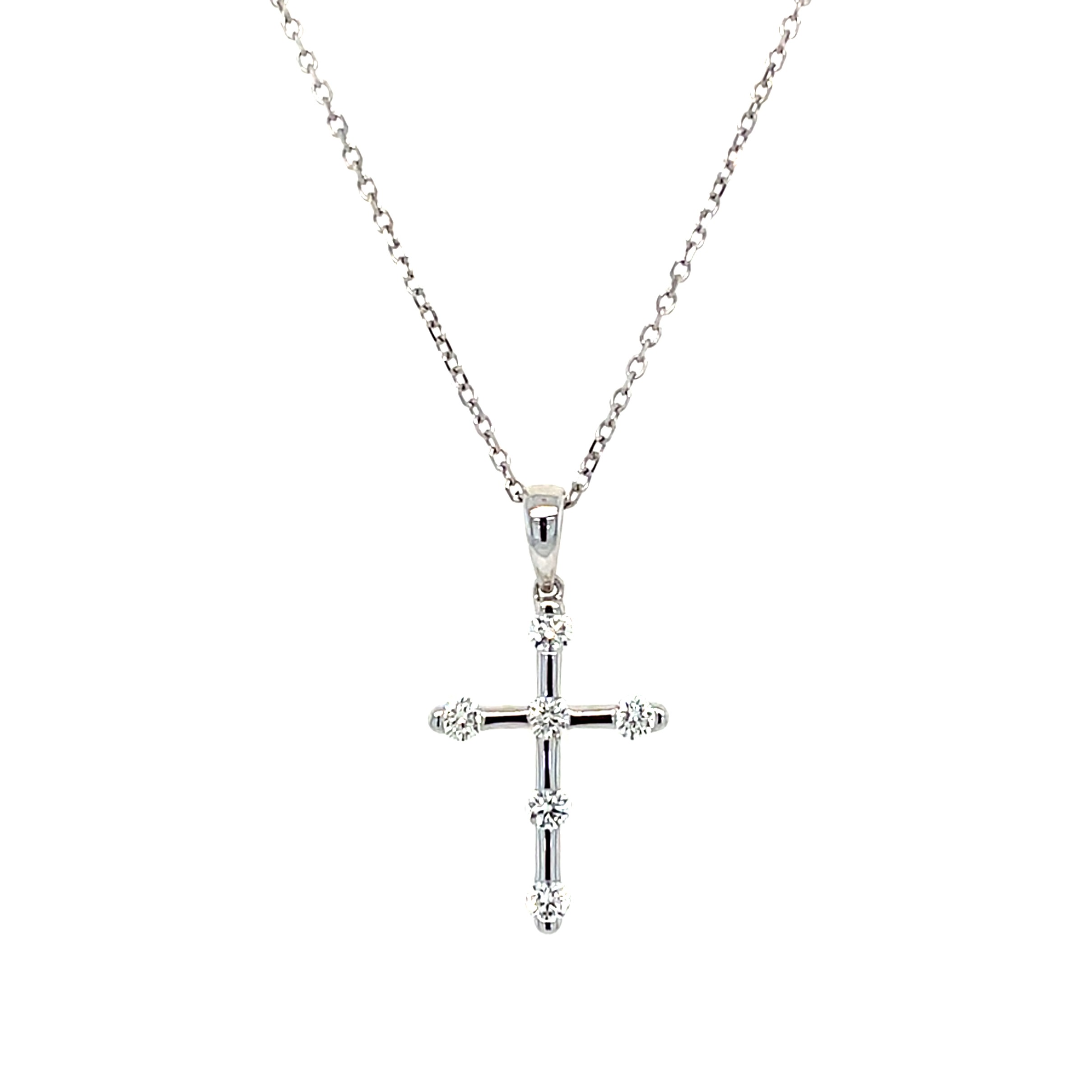 White Gold Diamond Cross Necklace