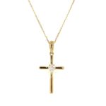 Yellow Gold Diamond Cross Necklace