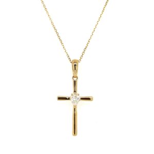 Yellow Gold Diamond Cross Necklace