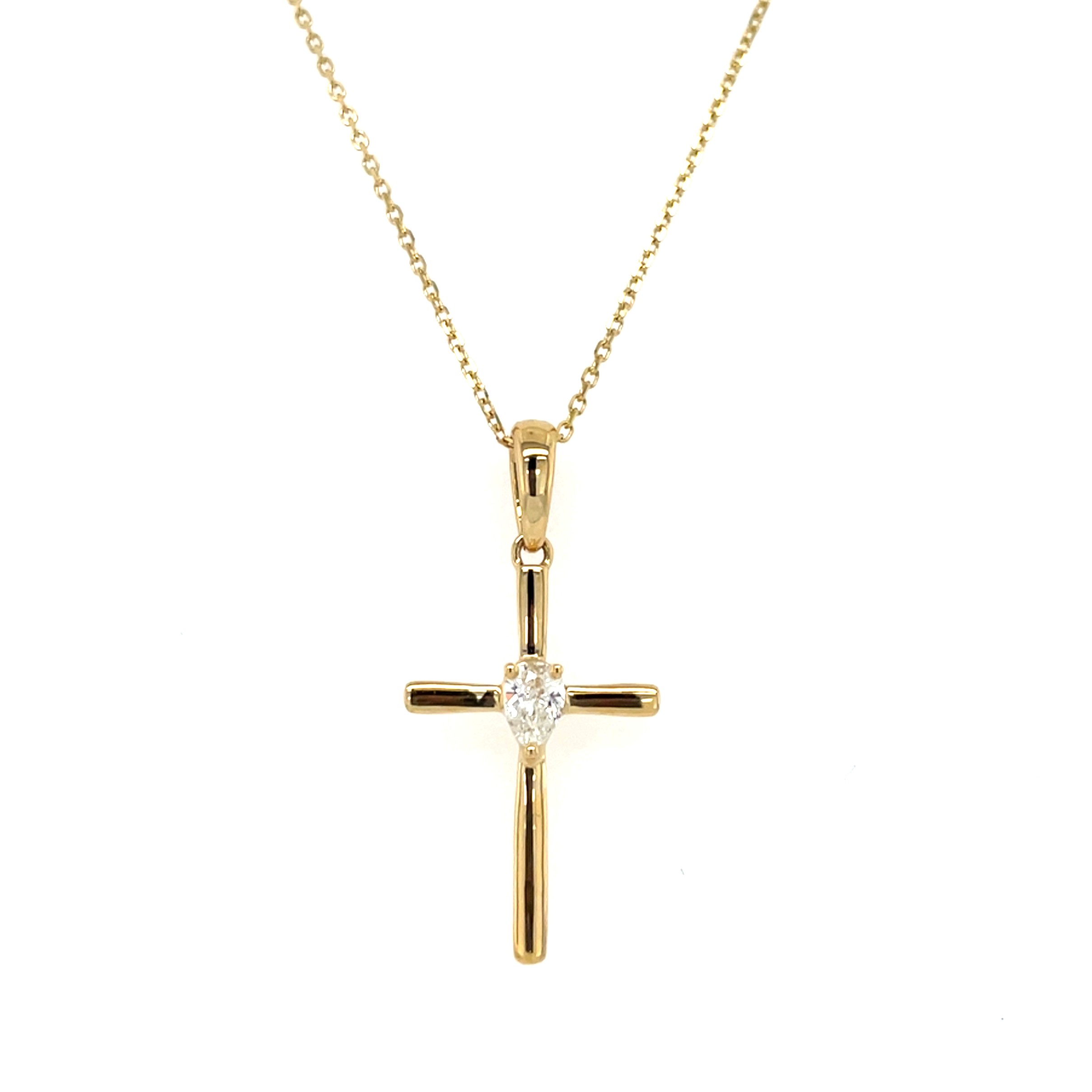 Yellow Gold Diamond Cross Necklace