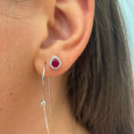 White Gold Ruby Earrings with Diamonds
