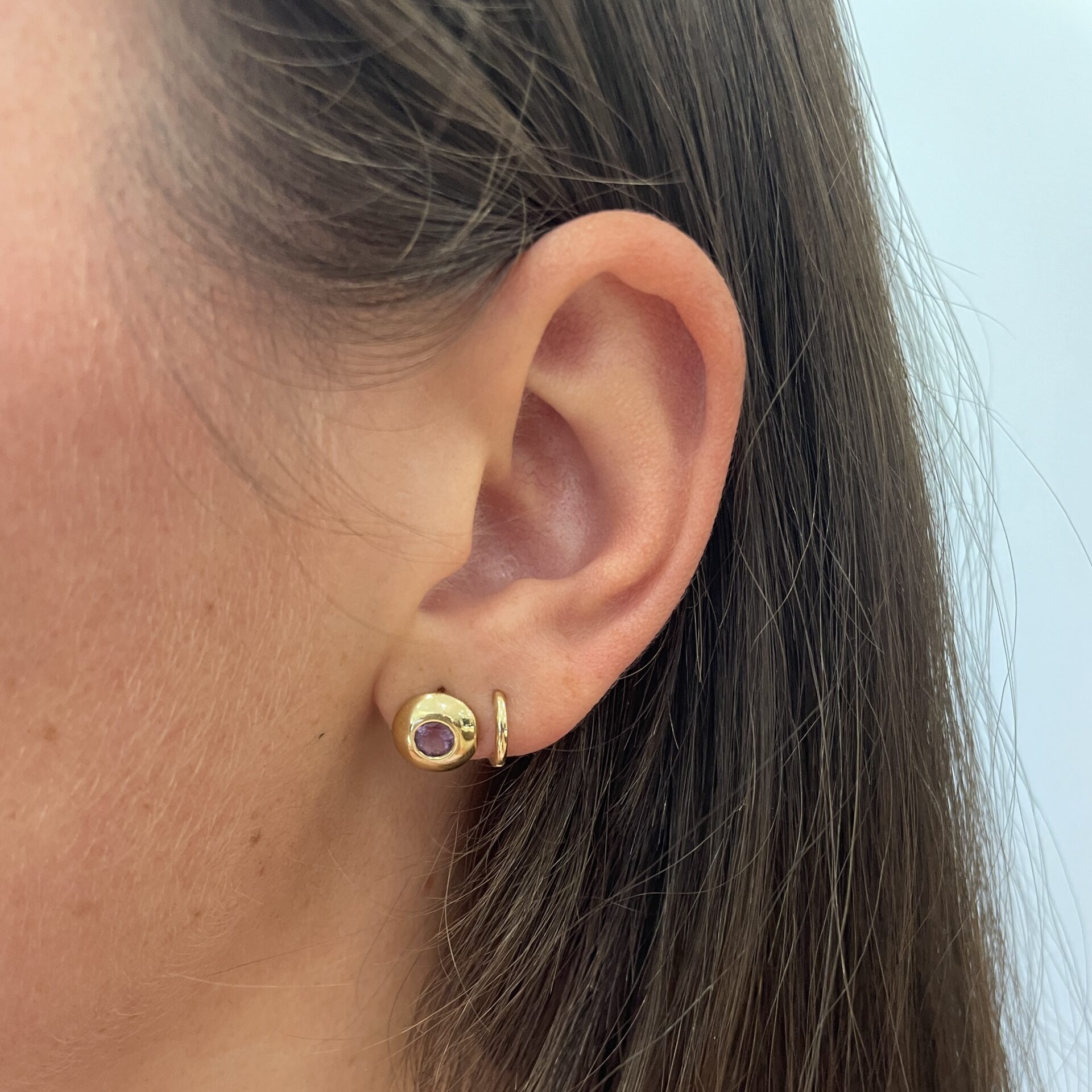 Yellow Gold Amethyst Earrings