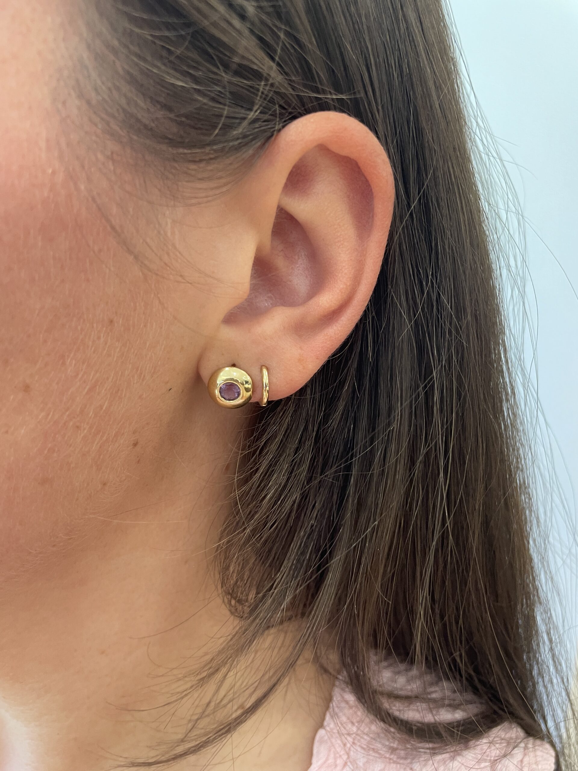 Yellow Gold Amethyst Earrings