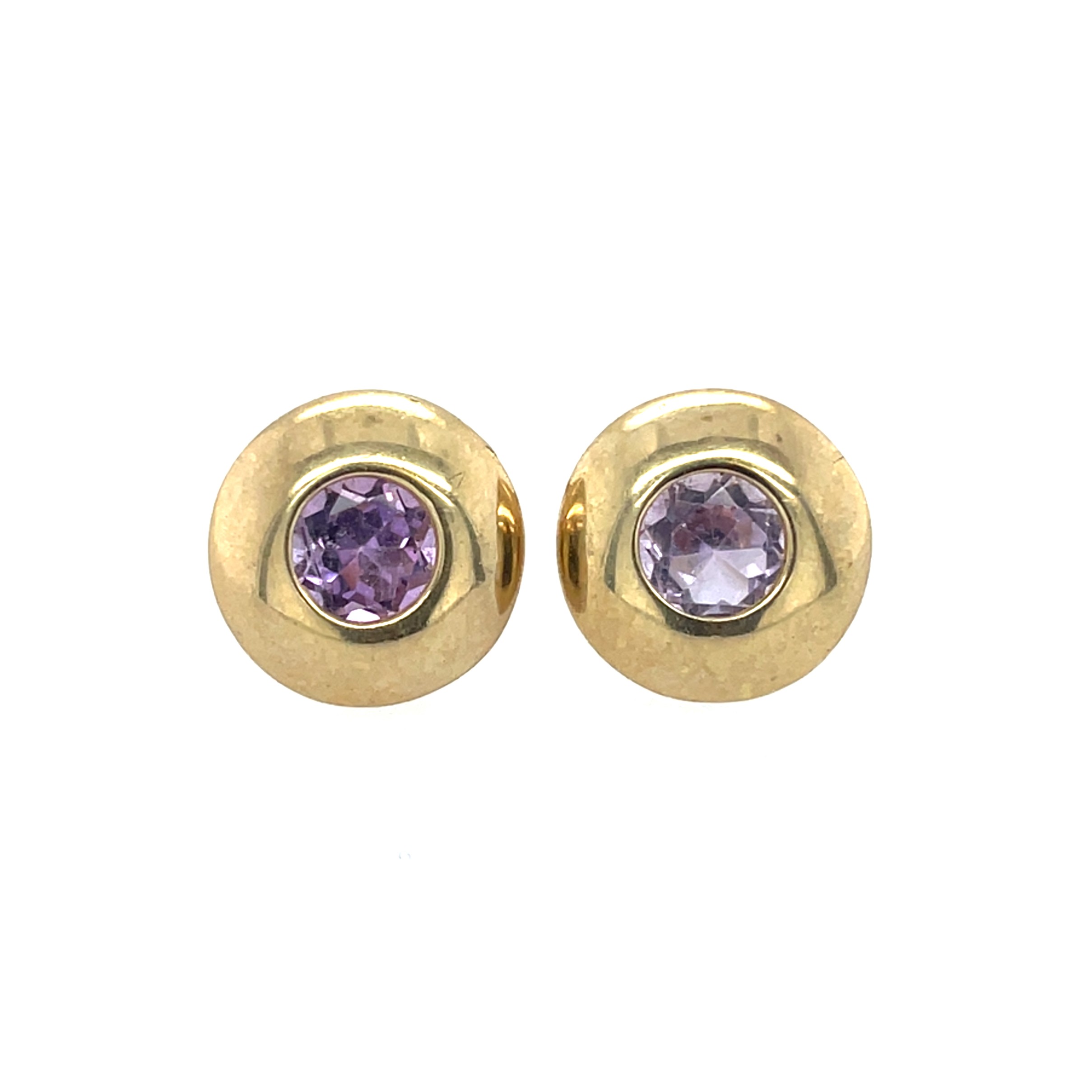 Yellow Gold Amethyst Earrings