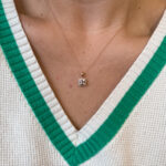 Rose Gold Morganite Necklace with Diamond Halo